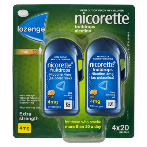 Nicorette Quit Smoking Cooldrops Fresh Fruit Lozenges 4mg 80 Pieces