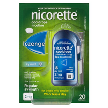 Load image into Gallery viewer, Nicorette Quit Smoking Cooldrops Lozenges Regular Strength Icy Mint 2mg 20 Pieces