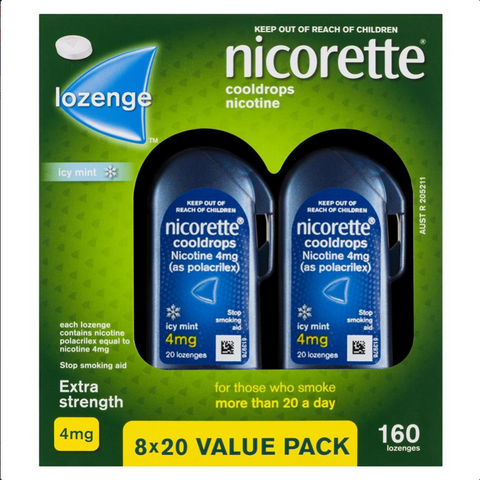 Nicorette Quit Smoking Cooldrops Lozenges Extra Strength Icy Mint 4mg 160 Pieces