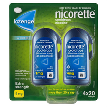 Load image into Gallery viewer, Nicorette Quit Smoking Cooldrops Lozenges Extra Strength Icy Mint 4mg 80 Pieces