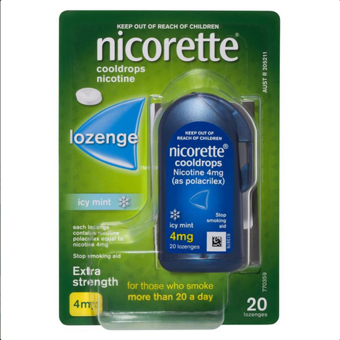 Nicorette Quit Smoking Cooldrops Lozenges Extra Strength Icy Mint 4mg 20 Pieces