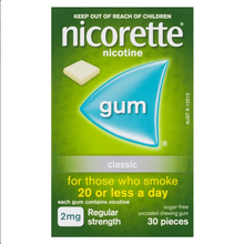 Load image into Gallery viewer, Nicorette Quit Smoking Regular Strength Classic Chewing Gum 2mg 30 Pieces