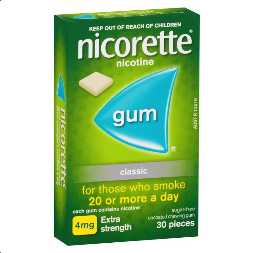 Nicorette Quit Smoking Extra Strength Classic Chewing Gum 4mg 30 Pieces