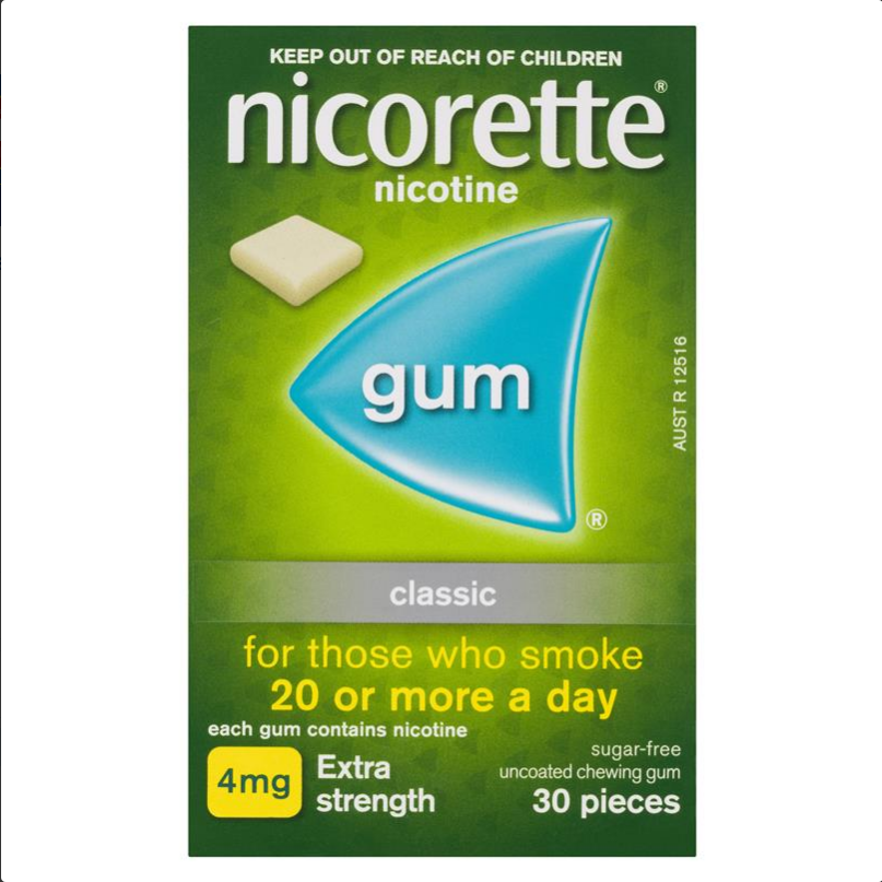 Nicorette Quit Smoking Extra Strength Classic Chewing Gum 4mg 30 Pieces