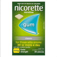 Load image into Gallery viewer, Nicorette Quit Smoking Extra Strength Classic Chewing Gum 4mg 30 Pieces