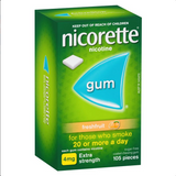 Nicorette Quit Smoking Extra Strength Fresh Fruit Chewing Gum 4mg 105 Pieces