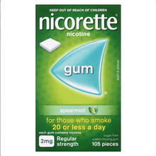 Load image into Gallery viewer, Nicorette Quit Smoking Regular Strength Spearmint Chewing Gum 2mg 105 Pieces