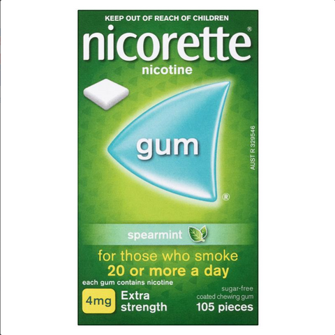 Nicorette Quit Smoking Extra Strength Spearmint Chewing Gum 4mg 105 Pieces