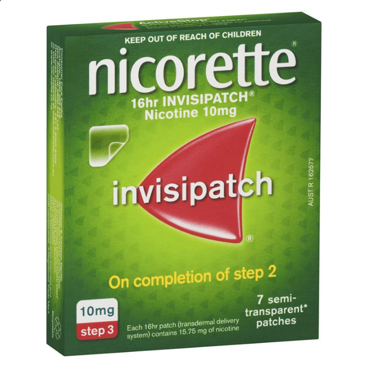 Nicorette Quit Smoking 16hr InvisiPatch Step 3 10mg 7 Semi-Transparent Patches