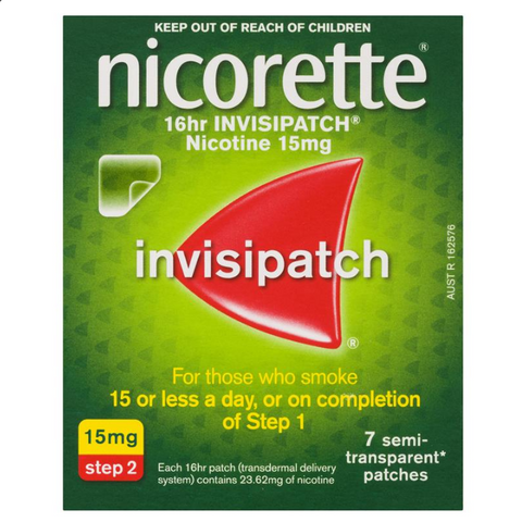 Nicorette Quit Smoking 16hr InvisiPatch Step 2 15mg 7 Semi-Transparent Patches