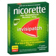 Load image into Gallery viewer, Nicorette Quit Smoking 16hr InvisiPatch Step 2 15mg 7 Semi-Transparent Patches