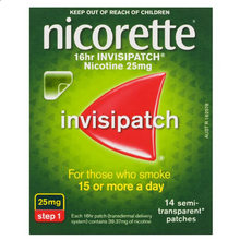 Load image into Gallery viewer, Nicorette Quit Smoking 16hr InvisiPatch Step 1 25mg 14 Semi-Transparent Patches
