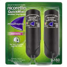 Load image into Gallery viewer, Nicorette Quit Smoking QuickMist Mouth Spray Cool Berry Duo 150 Sprays (13.2mL x 2)