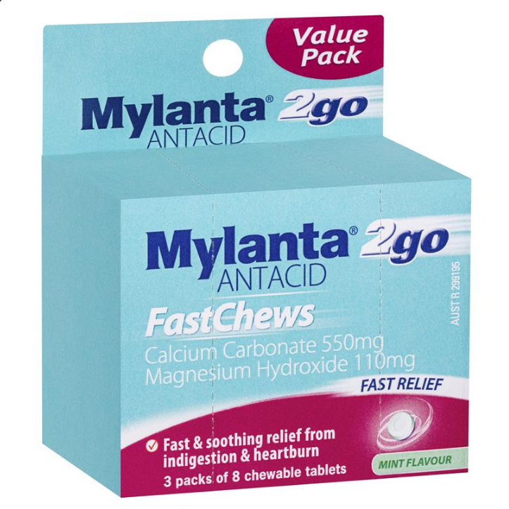 Mylanta Fast Chews Value Pack Mint Flavour 24 Tablets