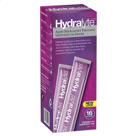 Hydralyte Rehydration Ice Blocks Apple Blackcurrant 16 Pack
