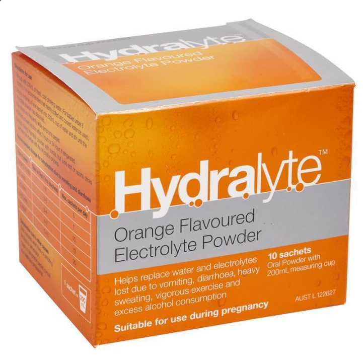 Hydralyte Orange Flavoured Electrolyte Powder 10 Pack