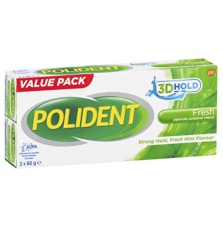 Polident Denture Adhesive Cream 2 x 60g Pack