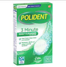 Load image into Gallery viewer, Polident 3 Minute Denture Cleanser Fresh Active Tablets 36