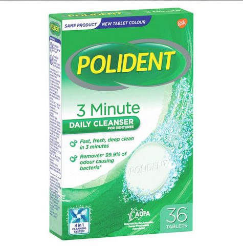 Polident 3 Minute Denture Cleanser Fresh Active 36 Tablets