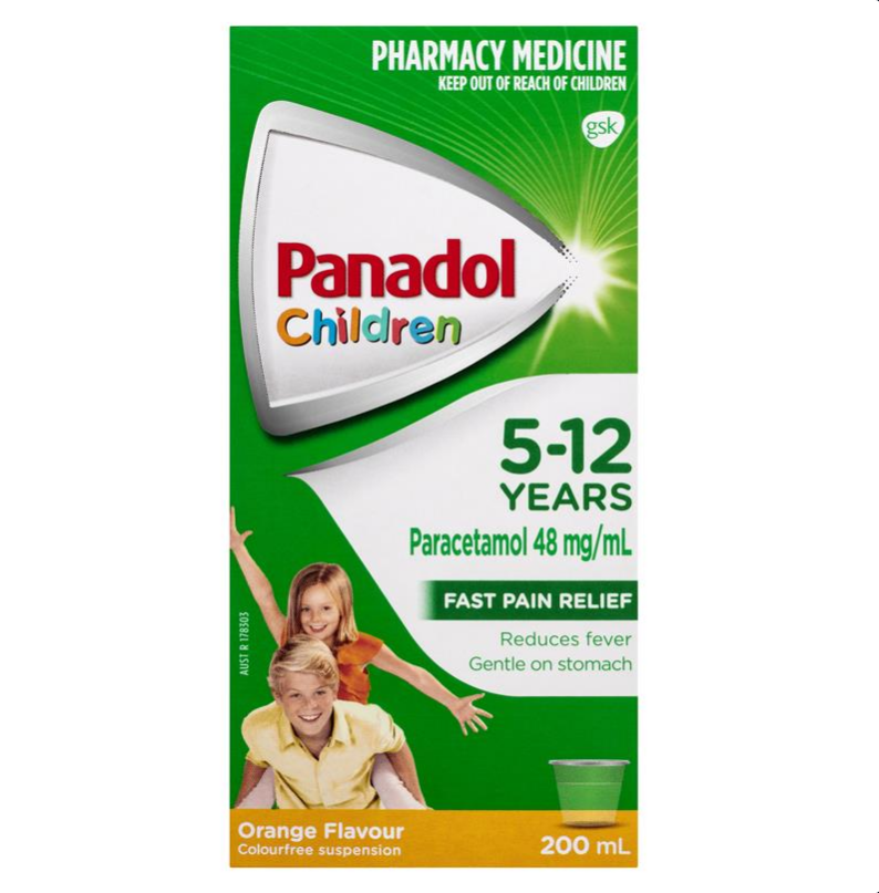 Panadol Children 5-12 Years Suspension Fever & Pain Relief Orange Flavour 200mL ( Limit ONE per Order)