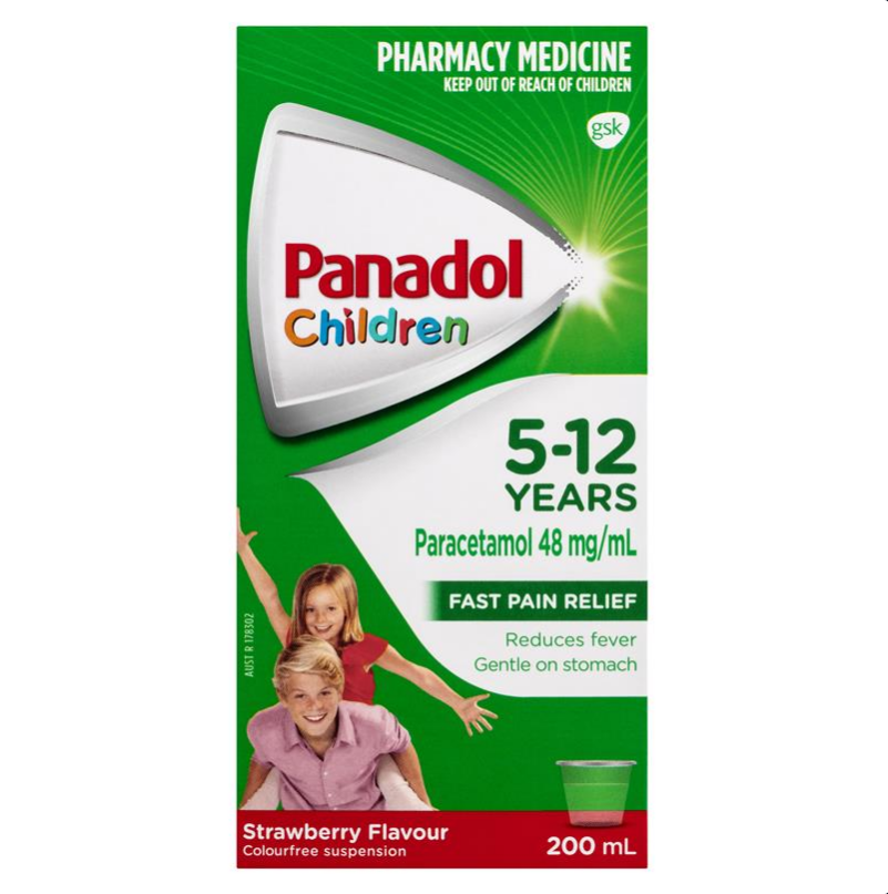 Panadol Children 5-12 Years Suspension Fever & Pain Relief Strawberry Flavour 200mL (Limit ONE per Order)