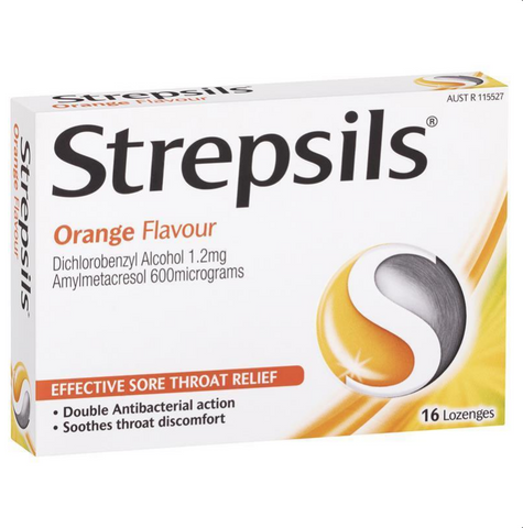 Strepsils Soothing Lozenges Orange Sore Throat Double Antibacterial 16 Pack