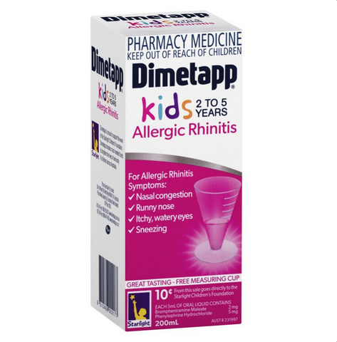 Dimetapp Allergic Rhinitis Kids 2-5 Years 200mL (Limit ONE per Order)