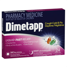 Load image into Gallery viewer, Dimetapp Day &amp; Night PSE FREE Liquid Caps 24 (Limit ONE per Order)