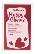 Load image into Gallery viewer, Unichi Saffronia Happy Chews Elderberry Flavour 60 Chewable Tablets