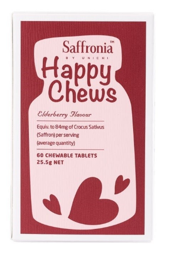 Unichi Saffronia Happy Chews Elderberry Flavour 60 Chewable Tablets