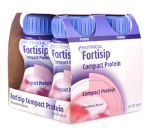 Load image into Gallery viewer, Nutricia Fortisip Compact Protein Strawberry Flavour RTD 4 x 125mL