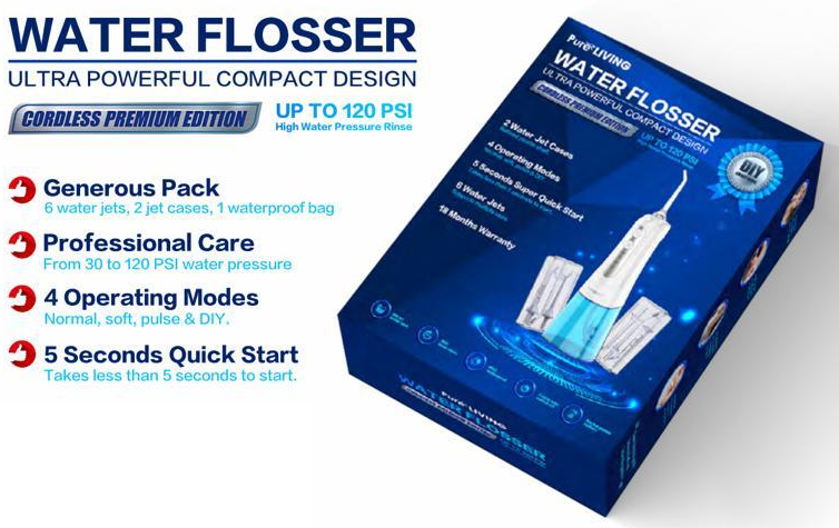 Water Flosser - Pure Living Cordless Water Flosser
