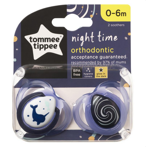 Tommee Tippee Closer To Nature Night Time Soothers 0-6 Months 2 Pack