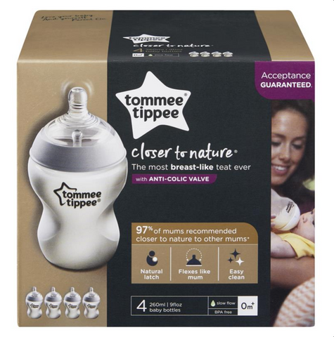 Tommee Tippee Closer to Nature Bottles 260mL 4 Pack