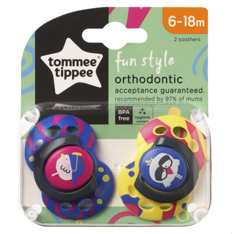 Tommee Tippee Closer To Nature Fun Style Soothers 6-18 Months 2 Pack