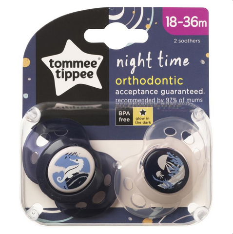 Tommee Tippee Closer To Nature Night Time Soothers 18-36 Months 2 Pack