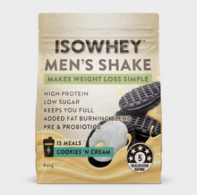 Load image into Gallery viewer, IsoWhey Men&#39;s Shake Cookies &amp; Cream 840g (15 Meals)