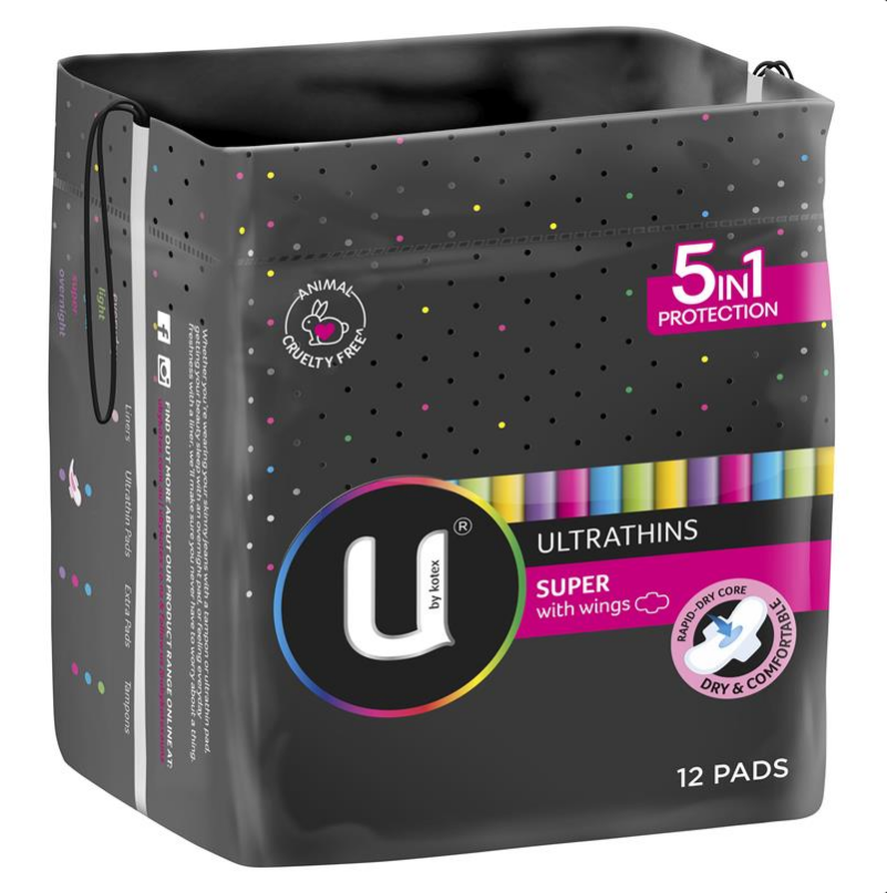 U By Kotex Ultrathins Pads Wing Super 12 Pack