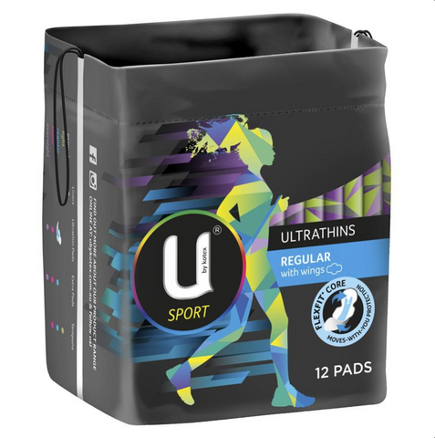 U by Kotex Sport Ultrathins Pads Regular Wing 12 Pack