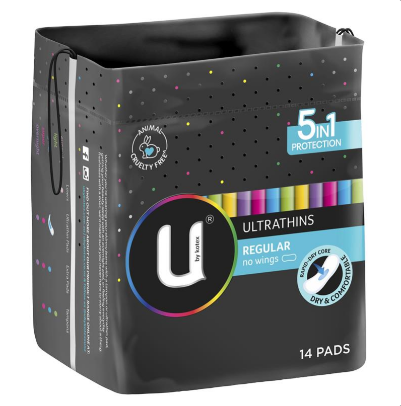 U By Kotex Ultrathins Pads Regular 14 Pack