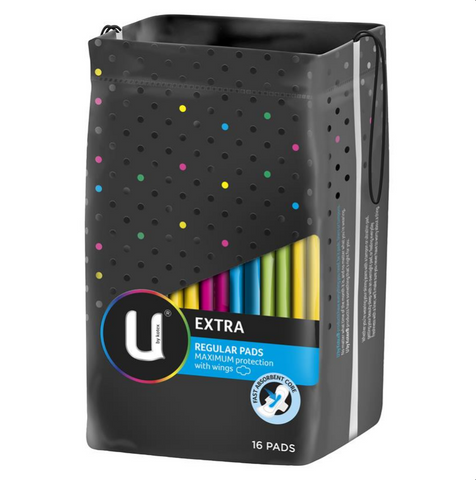 U by Kotex Extra Pads Wing Regular 16 Pack