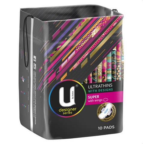 U By Kotex Designer Series Ultrathins Pads Super Wing 10 Pack