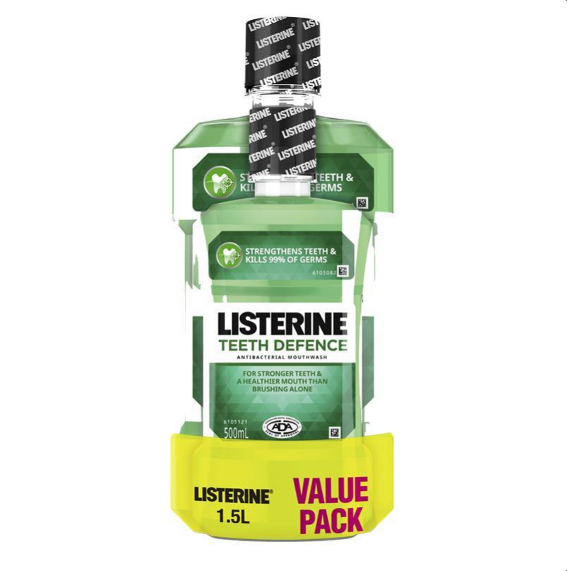 Listerine Teeth Defence Mouthwash 1 Litre + 500mL Value Pack