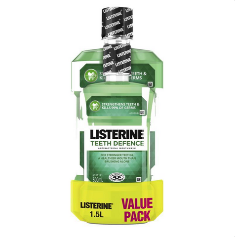 Listerine Teeth Defence Mouthwash 1 Litre + 500mL Value Pack