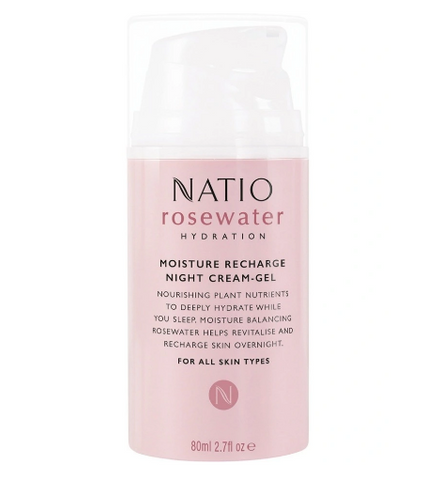 Natio Rosewater Hydration Moisture Recharge Night Cream-Gel 80mL