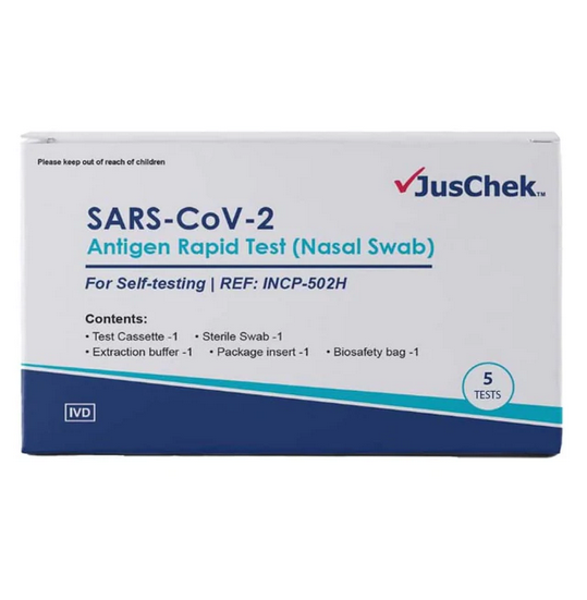 JusChek Covid 19 Rapid Antigen Test Nasal (Nasal Swab) 5 Pack