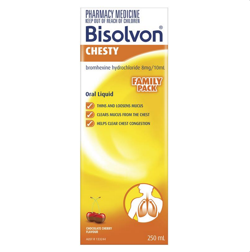 Bisolvon Chesty Liquid - Cough Liquid - 250mL (Limit ONE per Order)