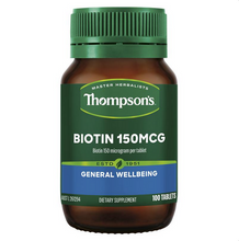 Load image into Gallery viewer, Thompson&#39;s Biotin 150mcg 100 Tablets
