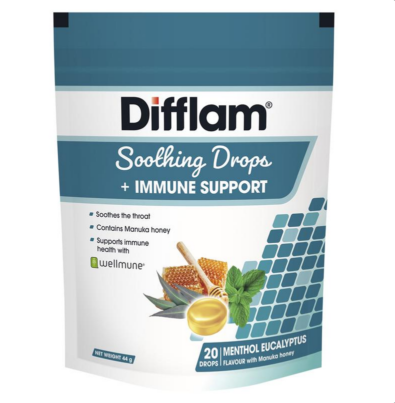 Difflam Soothing Drops + Immune Support Eucalyptus Menthol 20 Drops (Expiry 05/2025)