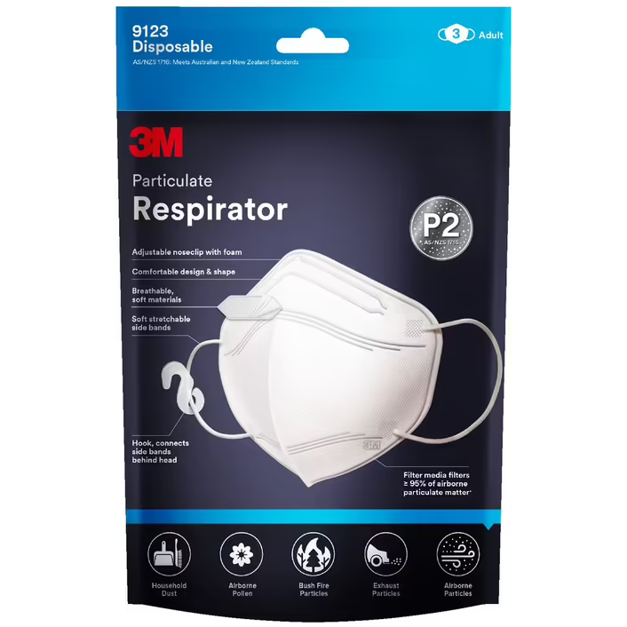 Face Mask - 3M P2 Respirator 9123 3 Pack